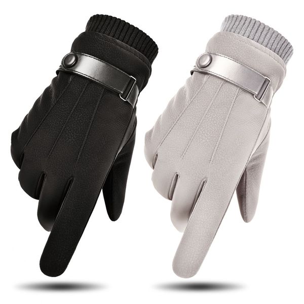 

cool design men winter outdoor sports windproof cycling gloves handmade sensitive touch screen glove, Blue;gray