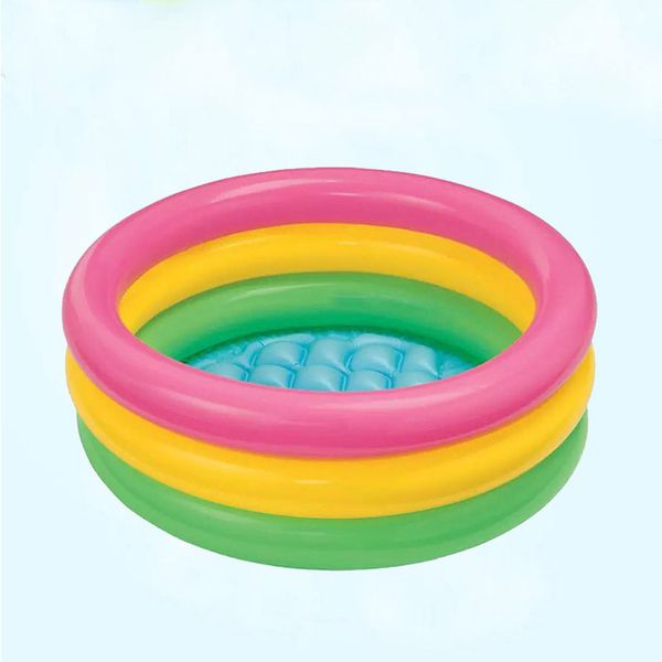 

toddler baby children kids rainbow round inflatable swimming pool