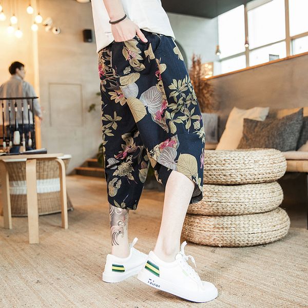 

yoga outfits summer men pant linen quickly dry wide leg loose sport bloomer jogger exercise workout running casual sportswear, White;red