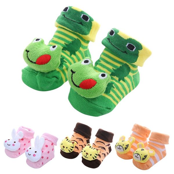 

baby cute cartton socks anti- slip floor socks for kids girls boys autumn spring rabbit cat frog animal shoes cotton socks, Pink;yellow
