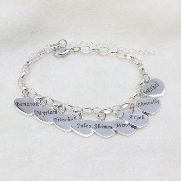 

drop shipping heart charm bracelet can custom made any name sterling silver bracelets jewelry gift for friend yp7452, Golden;silver