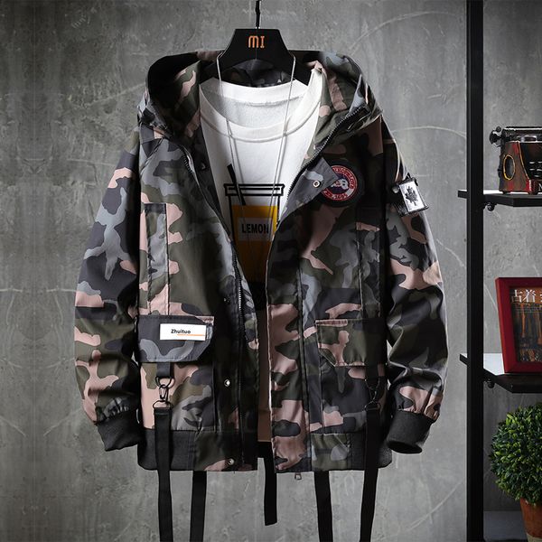 

safari style male hooded jackets camouflage multi-pocket men's coat black m-4xl men's hooded jackets coat, Black;brown