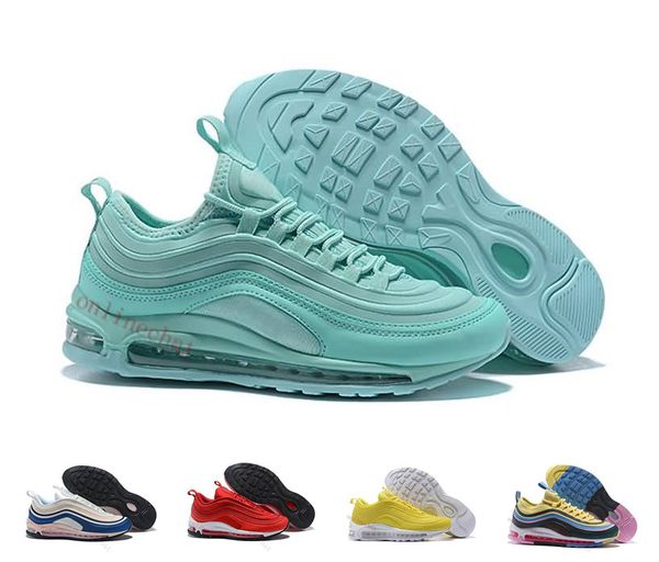 

2018 Vapormax 97 97s Теннисная обувь для мужской женщины Серебряная золотая пуля Triple S White B