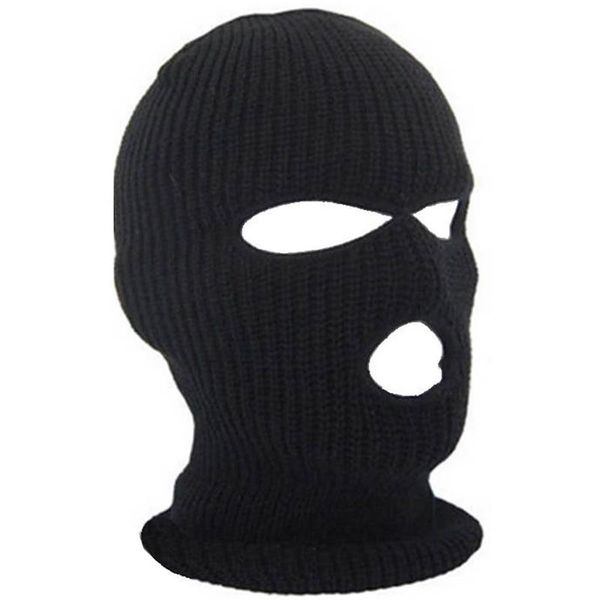 

3 hole ski mask balaclava black knit hat face shield beanie cap snow winter warm