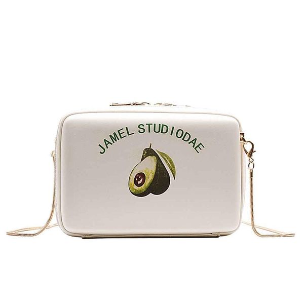 

new fruit avocado pattern small square bag chain leather shoulder bag wild messenger pack crossbody bags for women mini bag/e