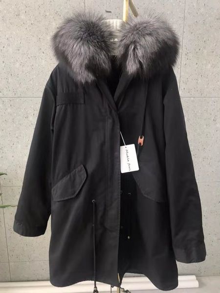 Классический щедрый серебристый мех для отделки меховых шкур Mukla черная меховая подкладка черные длинные парки зимние снежные куртки Швеция Германия