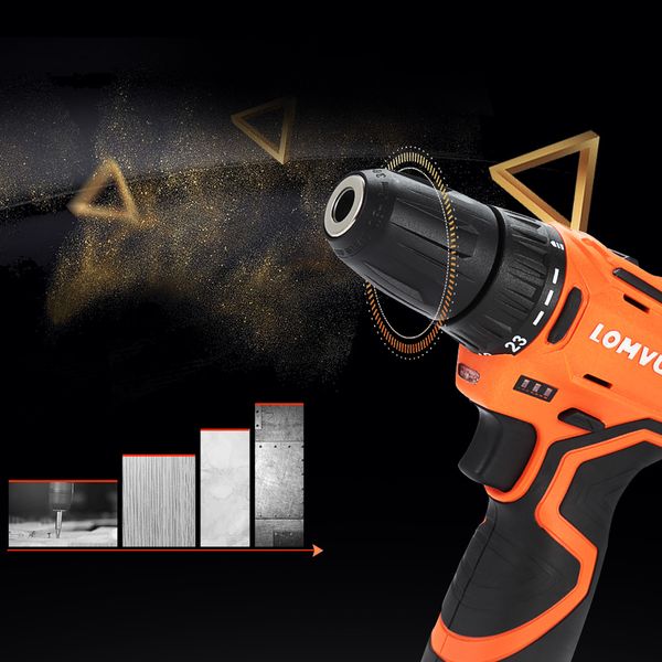 

lomvum 12v lithium-ion double speed electric drill set