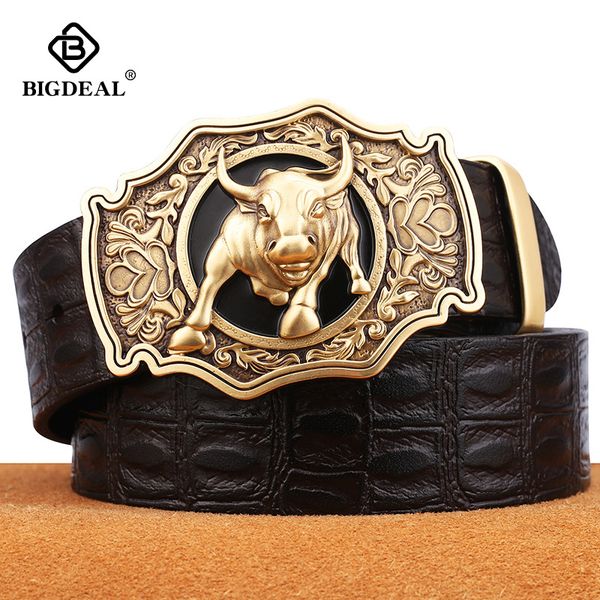 

2019 bigdeal luxury new fashion designer men belt genuine leather of cowskin for trousers copper, Black;brown