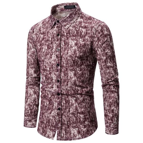 

fuchsia floral shirts men soft turn-down collar camisa male casual fashion long sleeve men's shirt polyester for teenager, White;black