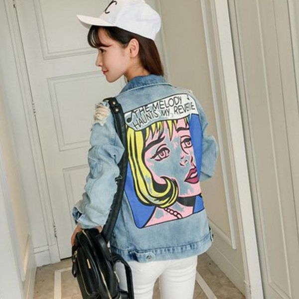 

wholesale- 2020 women jeans jackets short 2016 spring autumn long sleeve denim coat ripped for women clothing chaquetas mujer, Black;brown