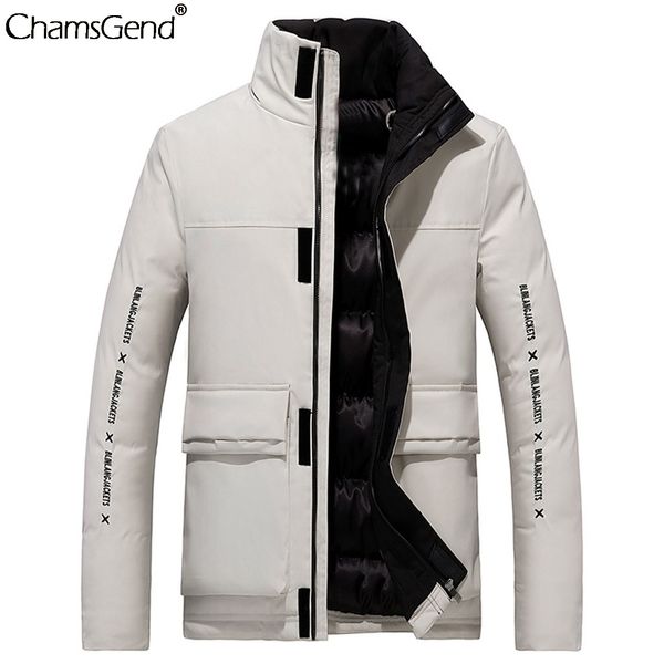 

chamsgend winter jacket men cotton padded thick jackets slim fit parkas long sleeve outerwear men's warm coat brand clothing 6xl, Black