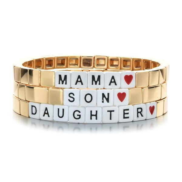 

new gold color boho bracelet mama letter mother bracelets for women men family charm bracelet mother's day gift jewelry, Golden;silver