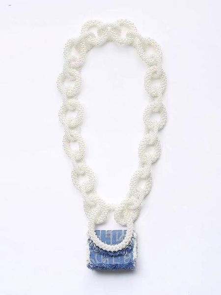 

2020 new jean jacquard pearl chain mini bag