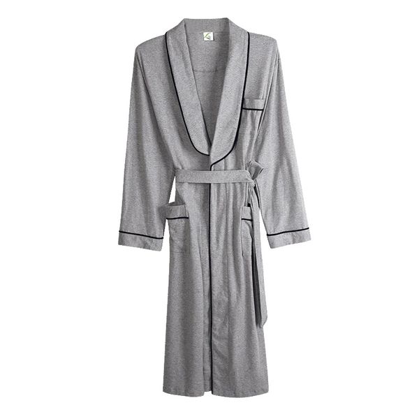 

plus size -xxxl spring men gray color robes long sleeve robe coat albornoz hombre male sleepwear kimono bath gown with belt, Black;brown