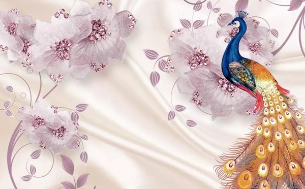

wallpaper for walls 3 d for living room rich jewel flower peacock silk 3d background wall
