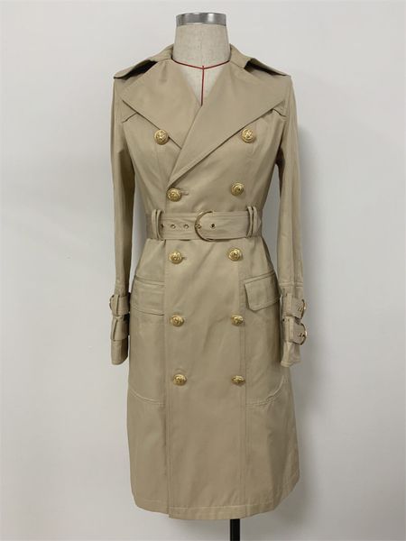 

женщина модельер плащи осень отворот шея двойной грудь пальто цвет хаки женская темперамент длинные пальто, Tan;black