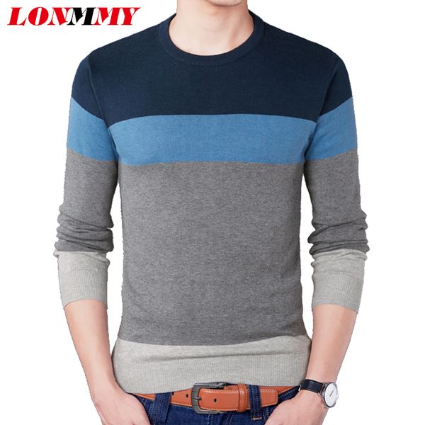

lonmmy 5xl 4xl plus size female pullovers mens oversized sweater male pullovers sweater men stripe round collar black navy, White;black