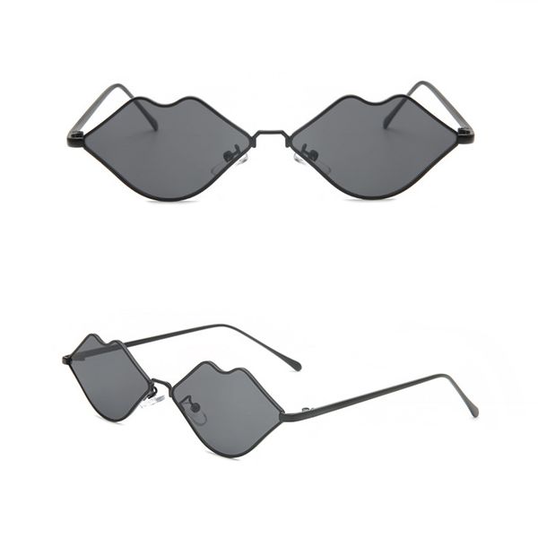 

lips shape sunglasses women metal alloy frame shades pc lens mouth eye glasses accessory, White;black
