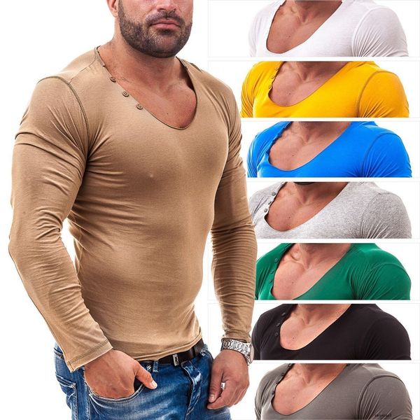 

mens designer t shirt men's wear youth popular personality slim fit pullover solid color long sleeve men t shirt autumnaj9uh, White;black