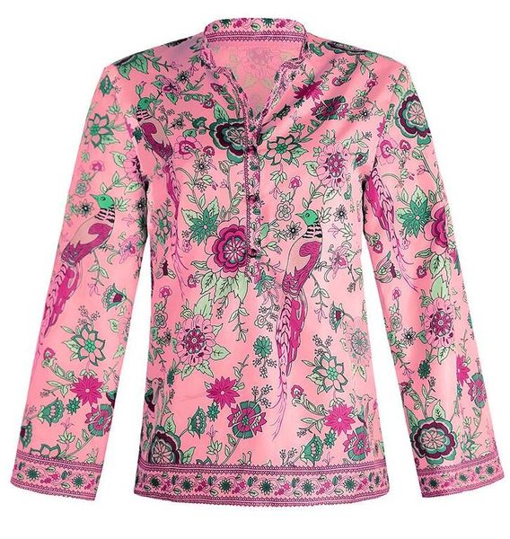 

fashion women autumn shirts designer casual boho lantern blouses long-sleeved loose v neck floral shirts 5 colors s-2xl wholesale, White