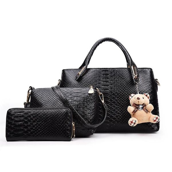 

three-piece women's trend embossed snake pattern handbag women's bag composite bags