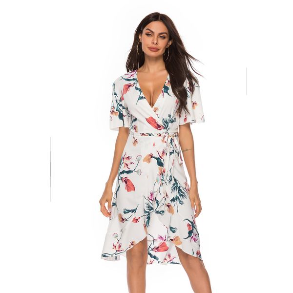 

2019 лето цветочные печати boho пляж платье мундир maxi платье вечера женщин платье партии sundress vestidos де феста xl, Black;gray