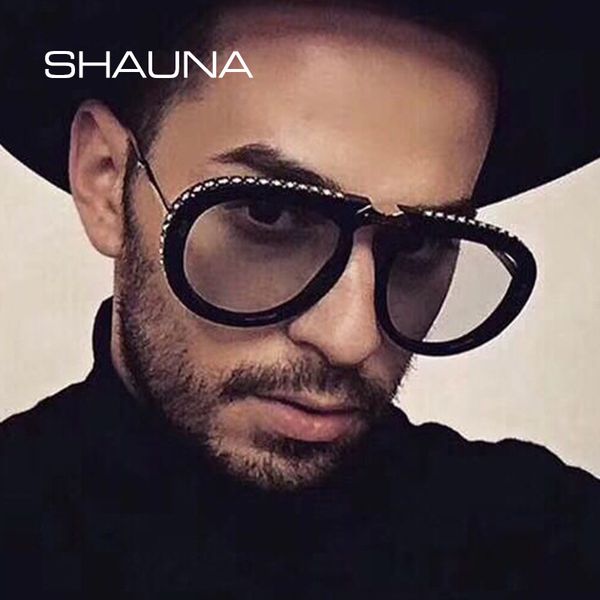 

shauna luxury crystal folding pilot sunglasses women brand designer oversize clear pink blue yellow sun glasses men mx190723, White;black