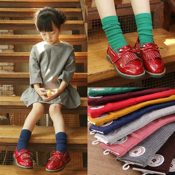 

children girls boys winter ruffle socks autumn 2018 new candy colors cotton socks baby kids long girl school, Pink;yellow