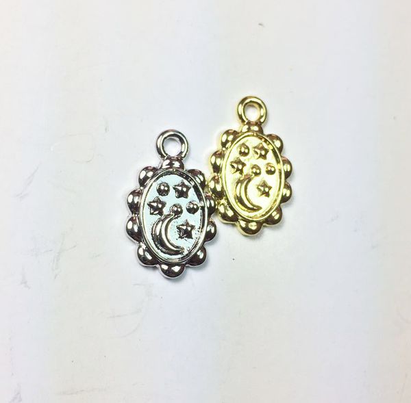 

eruifa 20pcs 15*11mm monn and star coin alloy necklace,earring bracelet jewelry diy handmade old and rhodium silver, Bronze;silver
