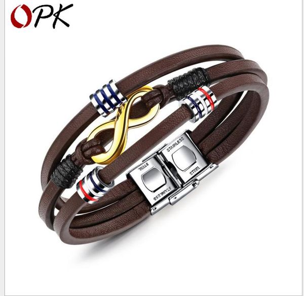

retro brown titanium steel bracelet men's infinite 8-word bracelet, Silver