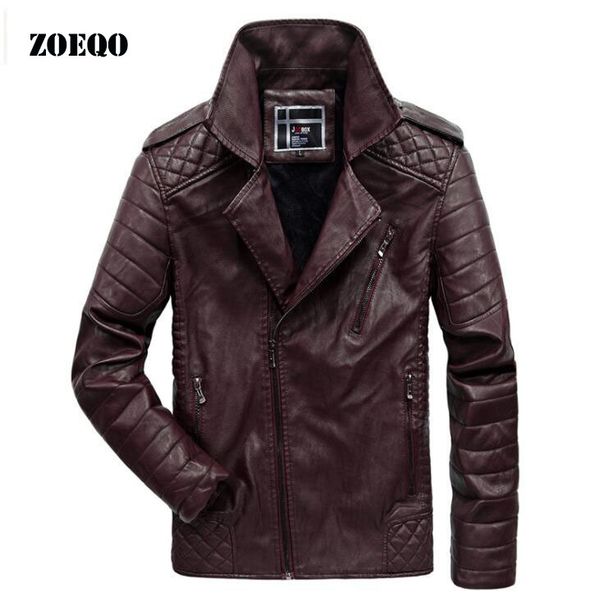 

zoeqo new fashion motorcycle leather jackets men autumn winter pu leather jacket male casual coat jaqueta de couro masculina, Black