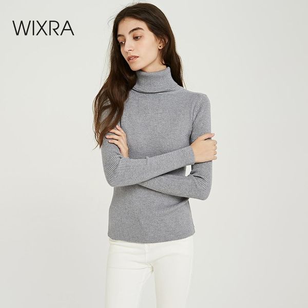 

wixra solid sweaters 2019 autumn winter female turtleneck casual slim ladies knitted sweater pullovers women's jumpers, White;black