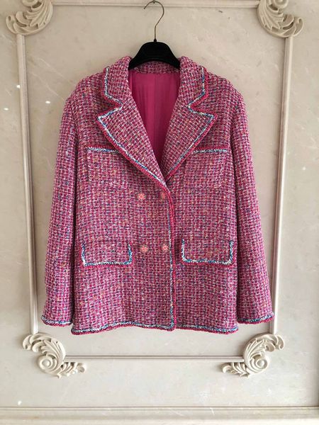 

2019 women lady tweed suit coat outerwear jacket, Black;brown