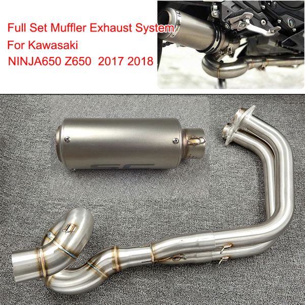 

z650 ninja650 2017 2018 motorbike exhaust full system pipe muffler header pipe stainless steel 51mm for z650 ninja 650