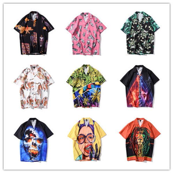 

мужская дизайнерская 3d европейский код цифровой печати короткая рубашка свободные большой размер пара рубашка, White;black