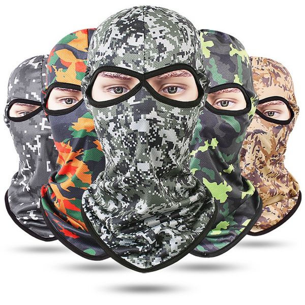 

outdoor riding equipment riding mask camouflage camouflage quick-drying breathable double-hole hood sunscreen, Black