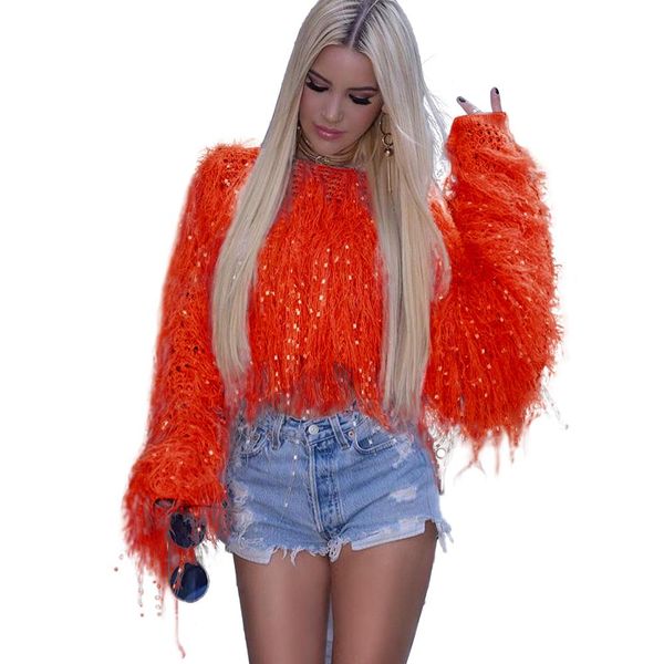 

2019 new style women's autumn winter warm sweater coat ladies fashion handmade tassel knit pullover sweater outwear, White;black
