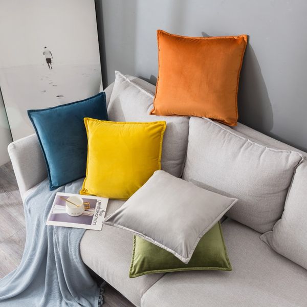 

zippered solid velvet square throw pillow case decorative pillowcase for bedroom