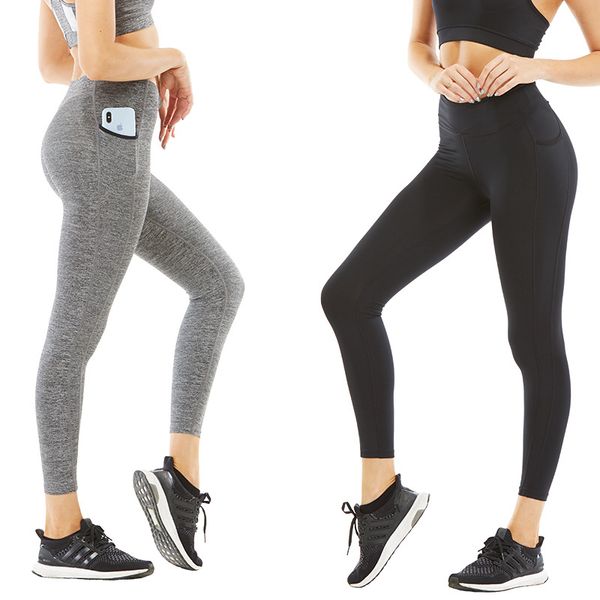 

2020 new yoga pants women soft comfortable milk silk fitness pants sports running side pocket solid color fashion leggings, White;red