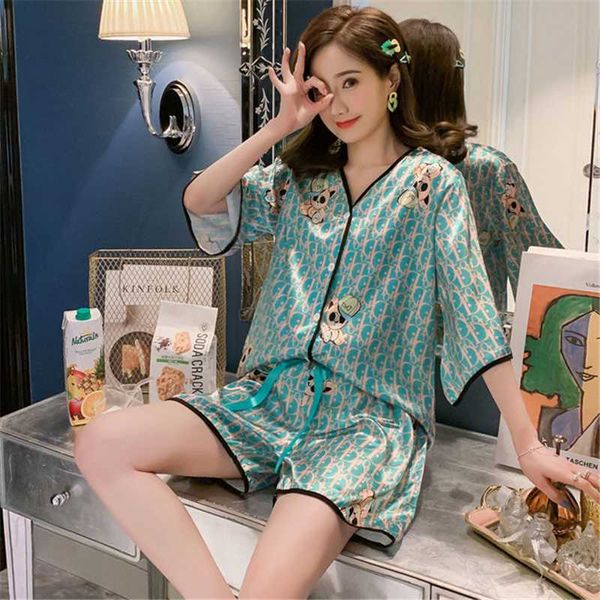 

женщины пижамы лето кардиган мультфильм вскользь обслуживание на дому двухсекционного костюма сыпучего pijamas женщины нетто красное ночное, Black;red