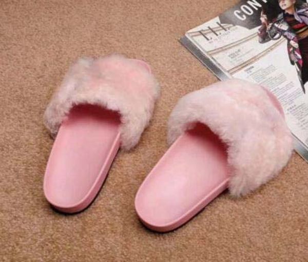 

luxury designer women fur slippers fashion women girls designer sandals fashion black pink red grey blue slides f1