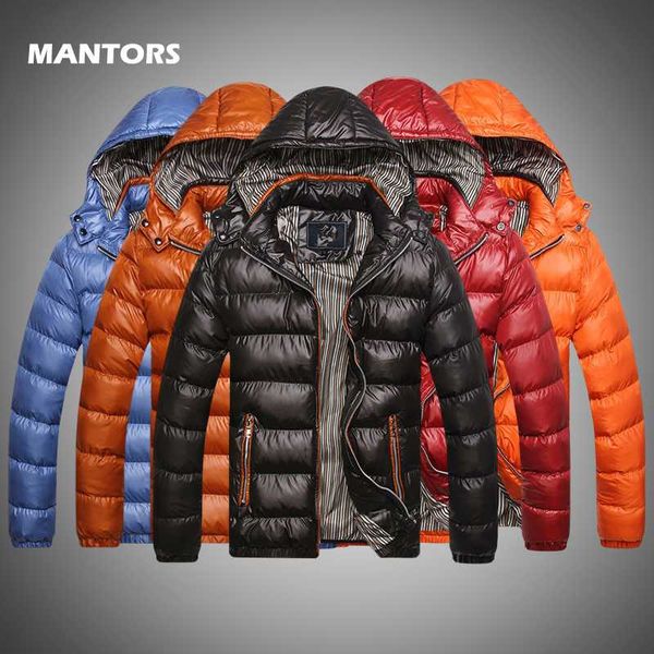 

men winter thick parkas hooded down jacket autumn winter warm parka overcoats casual men's coat windbreakers slim fit jackets, Black