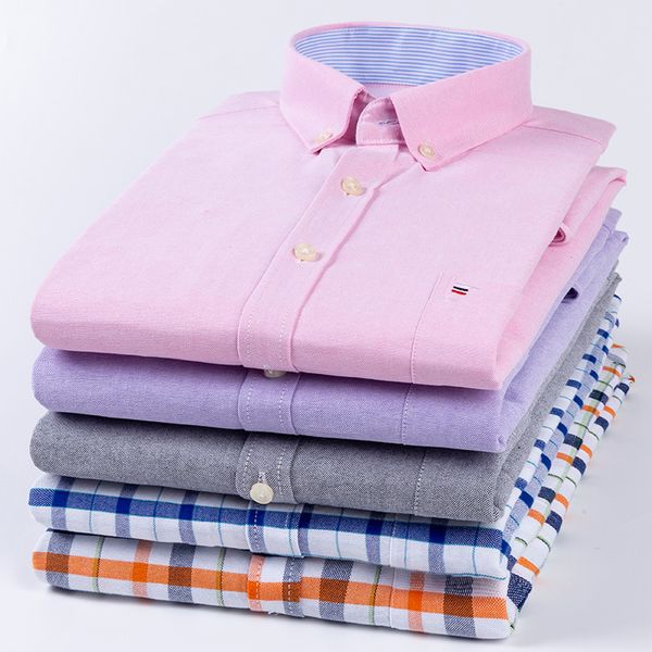 

2020 new oxford spinning lattice mens short-sleeved casual shirt mens solid color classic fashion t-shirt wholesale europe, White;black