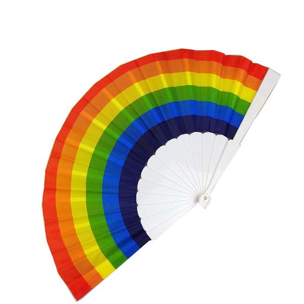 

радуга ручной вентилятор для украшения партии пластиковый складной танец вентилятор подарок партии пользу dhl ship xd20432