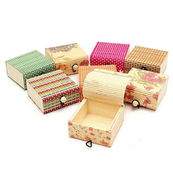 

jewelry storage cases bamboo wooden ring/ necklace/ earrings case jewelry boxes holder gift 11 colors new, Pink;blue