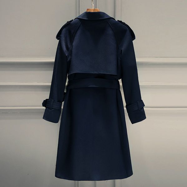 

liva girl 2019 autumn casual trench coat for women plus size breasted europe long double windbreaker outerwear coats, Tan;black