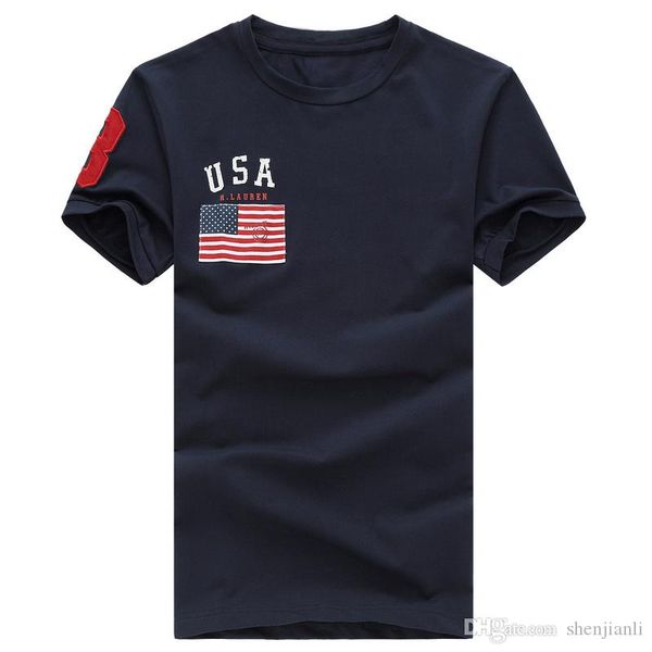 

2017 cotton new o-neck short sleeve t-shirt brand men t-shirts casual flag for sport men polo t-shirt, White;black