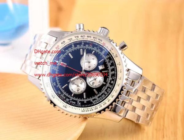 

3 цвет бесплатная доставка роскошные высокое качество новый стиль зав 44мм движение кварца нержавеющей стали хронограф мужские часы наручные, Slivery;brown