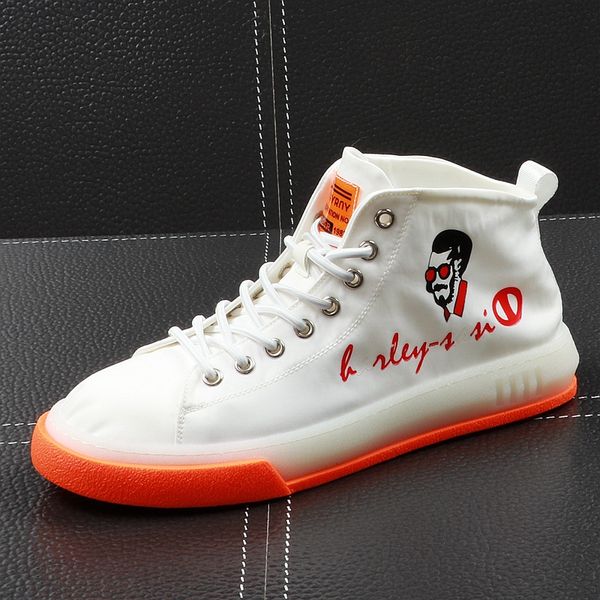 

men fashion casual shoes summer canvas high youth leisure sneakers male breathable white shoes zapatos hombre, Black