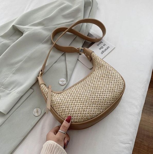 

2020 beach bag Half Moon underarm bag designer luxury handbags shoulder bags Woven bags 2 Removable shoulder strap